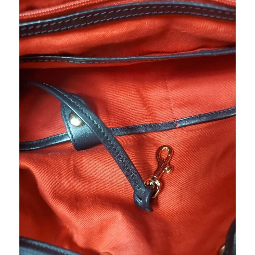 Dooney & Bourke Plaid Canvas & Leather Backpack With Tassel Accents